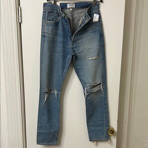 Agolde Women's Blue Distressed Ankle Jeans